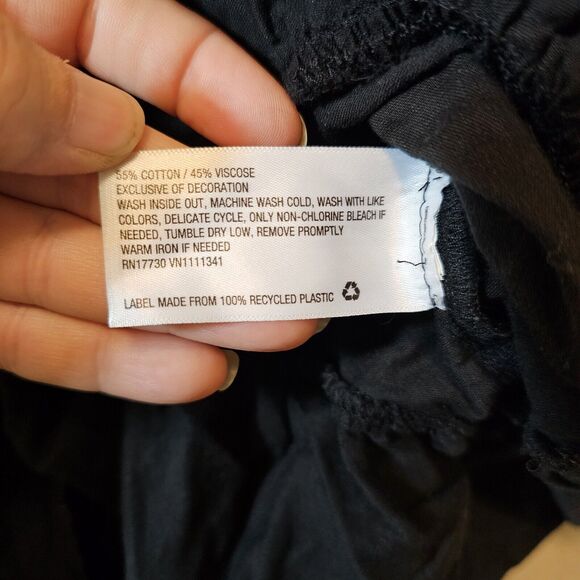 Knox Rose Womens Black Dress White Floral Embroidery Pockets Ruffle Size Large - Picture 6 of 10